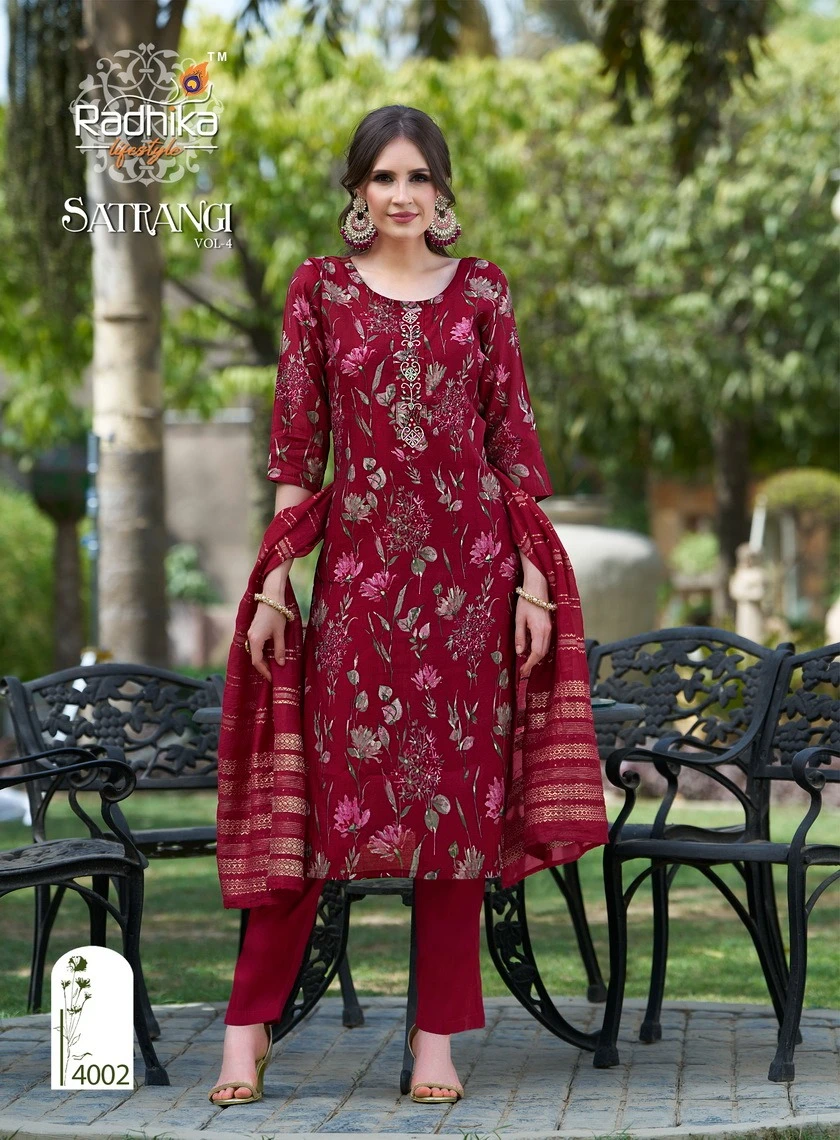 Radhika Lifestyle Satrangi Vol 4 Modal Chanderi Print Wholesale Fancy Readymade Salwar Suit Catalog — Wholesale Readymade Suit, MPA wholesale from Surat — view 5